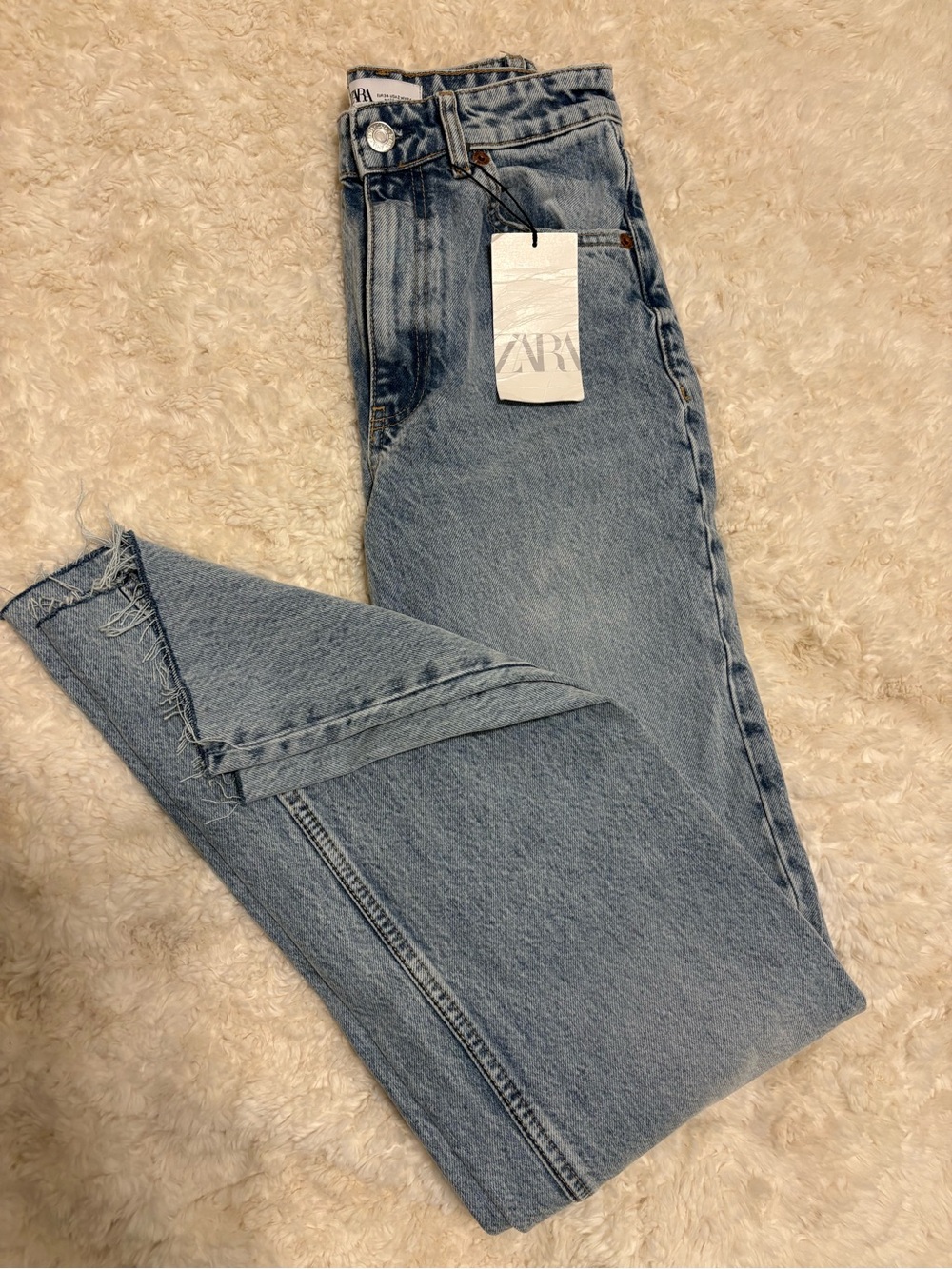 Zara Washed Light-Blue Straight-Leg Jeans